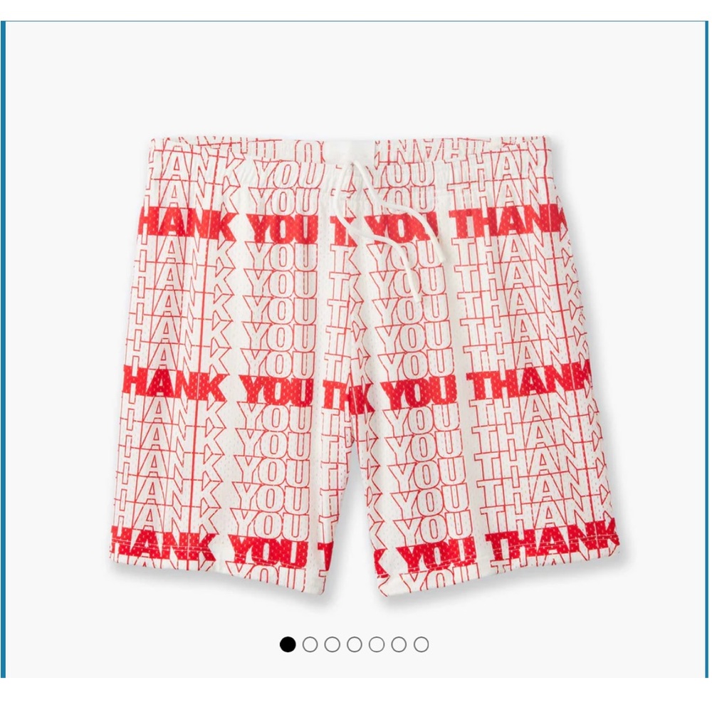 Men's White & Red 'Thank You' Athletic Shorts